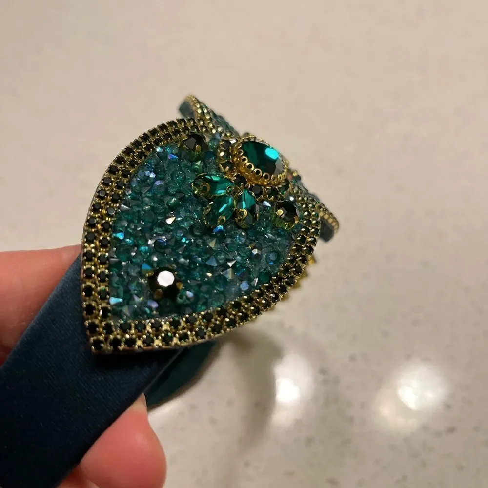 Cubic Zirconia Decor Headband Gorgeous Wide Edge Gem Rhinestone‎ Headband